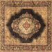 Square Medallion Brown Traditional Rug, tr4364brn