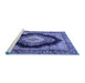 Sideview of Machine Washable Medallion Blue Traditional Rug, wshtr4364blu