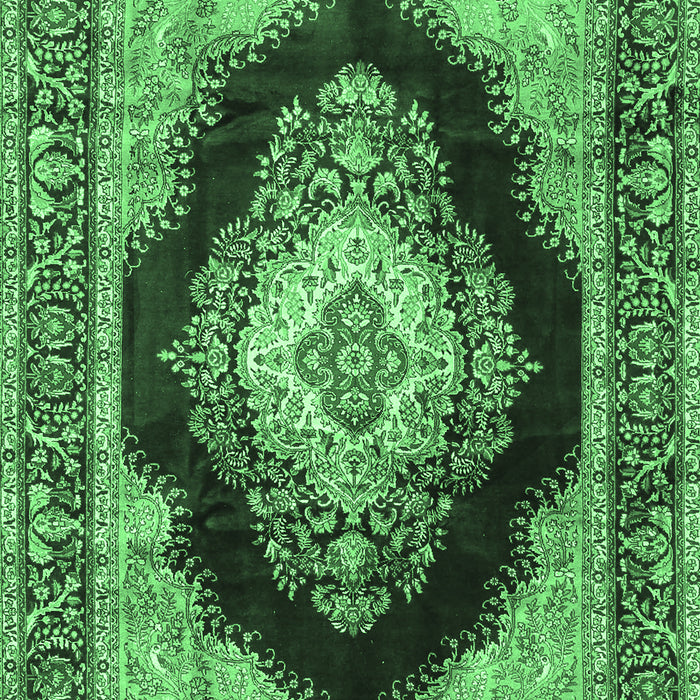 Machine Washable Medallion Emerald Green Traditional Area Rugs, wshtr4364emgrn