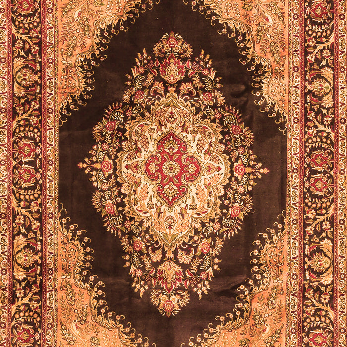 Serging Thickness of Machine Washable Medallion Orange Traditional Area Rugs, wshtr4364org