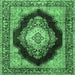 Square Medallion Emerald Green Traditional Rug, tr4364emgrn