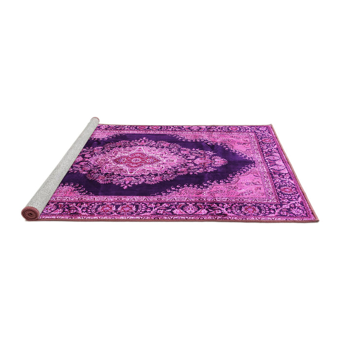 Sideview of Machine Washable Medallion Pink Traditional Rug, wshtr4364pnk