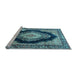 Sideview of Machine Washable Medallion Light Blue Traditional Rug, wshtr4364lblu