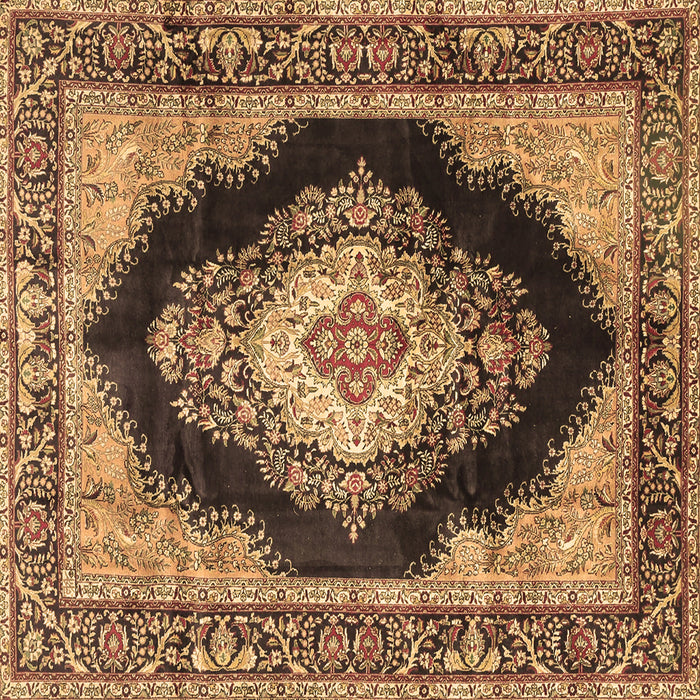 Square Machine Washable Medallion Brown Traditional Rug, wshtr4364brn