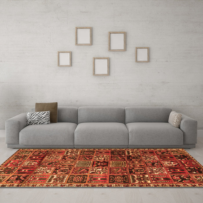 Machine Washable Animal Orange Traditional Area Rugs in a Living Room, wshtr4365org
