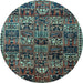 Round Animal Light Blue Traditional Rug, tr4365lblu