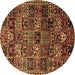 Round Machine Washable Animal Brown Traditional Rug, wshtr4365brn