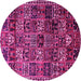 Round Machine Washable Animal Pink Traditional Rug, wshtr4365pnk