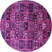 Round Animal Purple Traditional Rug, tr4365pur