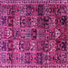 Square Animal Pink Traditional Rug, tr4365pnk