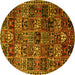 Round Animal Yellow Traditional Rug, tr4365yw