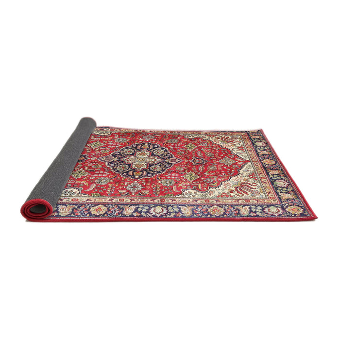 Sideview of Traditional Fire Brick Red Medallion Rug, tr4366
