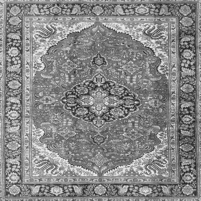 Round Machine Washable Medallion Gray Traditional Rug, wshtr4366gry
