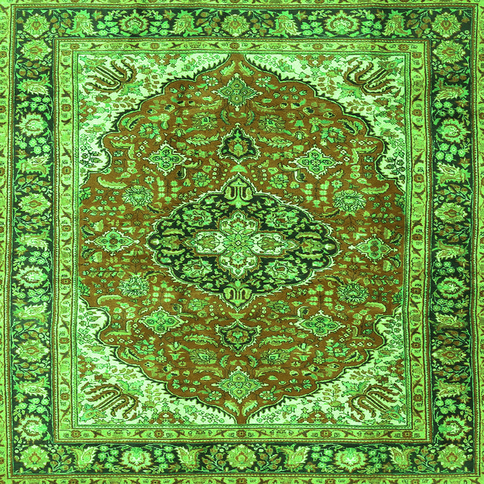 Round Machine Washable Medallion Green Traditional Area Rugs, wshtr4366grn