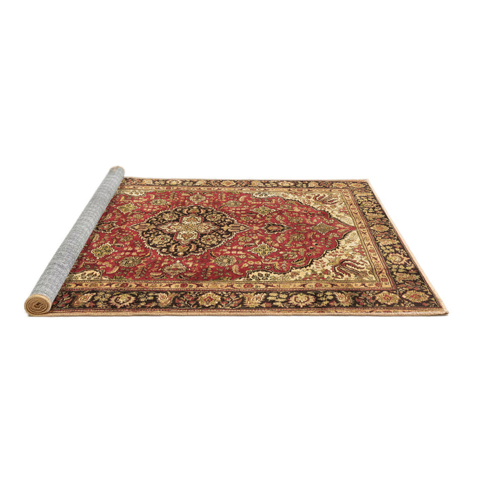 Sideview of Machine Washable Medallion Brown Traditional Rug, wshtr4366brn
