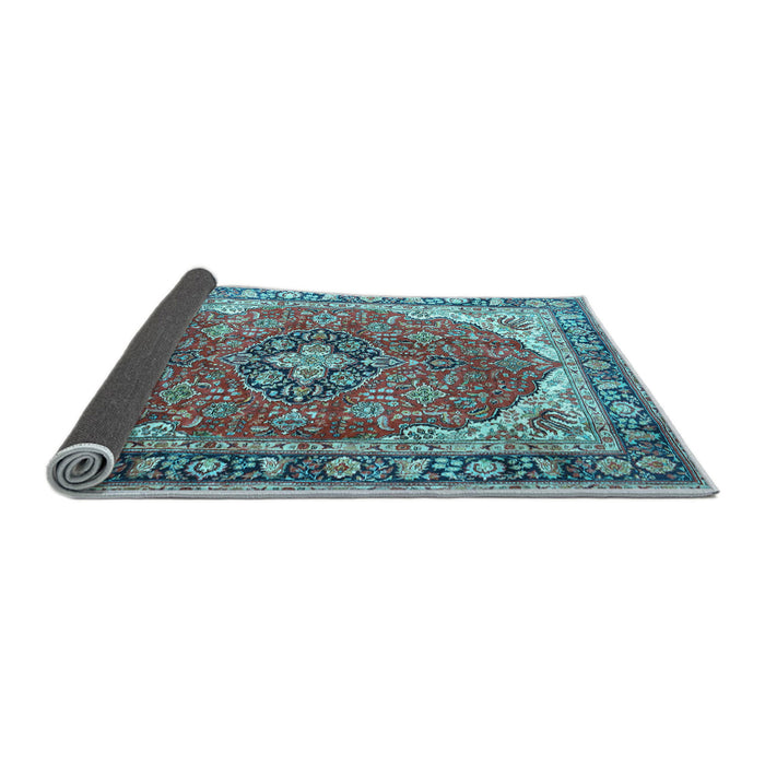 Sideview of Medallion Light Blue Traditional Rug, tr4366lblu