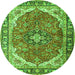 Square Medallion Green Traditional Rug, tr4366grn