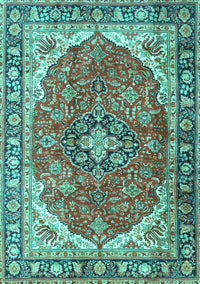 Medallion Turquoise Traditional Rug, tr4366turq