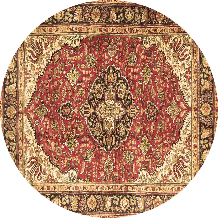 Round Medallion Brown Traditional Rug, tr4366brn