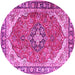 Round Machine Washable Medallion Pink Traditional Rug, wshtr4366pnk