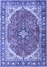 Machine Washable Medallion Blue Traditional Rug, wshtr4366blu