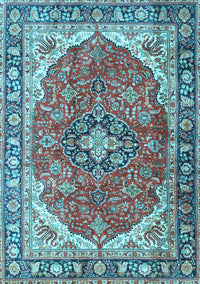 Medallion Light Blue Traditional Rug, tr4366lblu