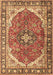 Machine Washable Medallion Brown Traditional Rug, wshtr4366brn