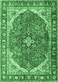 Medallion Emerald Green Traditional Rug, tr4366emgrn