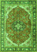 Serging Thickness of Machine Washable Medallion Green Traditional Area Rugs, wshtr4366grn