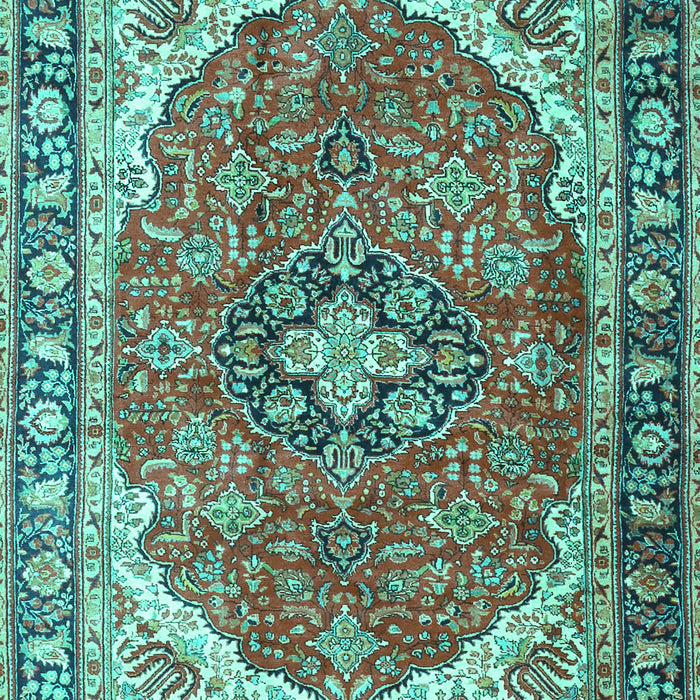Machine Washable Medallion Turquoise Traditional Area Rugs, wshtr4366turq