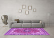 Machine Washable Medallion Purple Traditional Area Rugs in a Living Room, wshtr4366pur