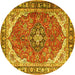 Round Medallion Yellow Traditional Rug, tr4366yw