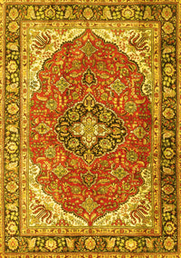 Medallion Yellow Traditional Rug, tr4366yw