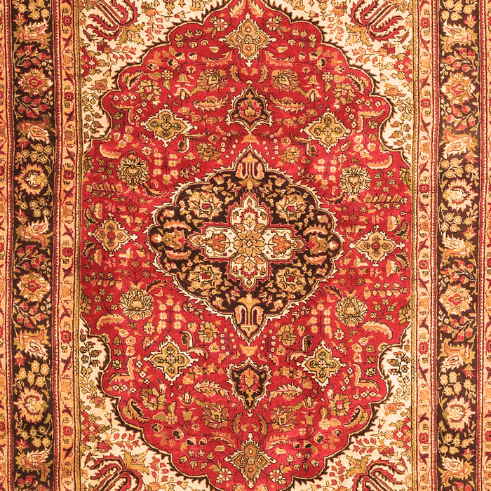 Serging Thickness of Machine Washable Medallion Orange Traditional Area Rugs, wshtr4366org