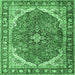 Square Medallion Emerald Green Traditional Rug, tr4366emgrn