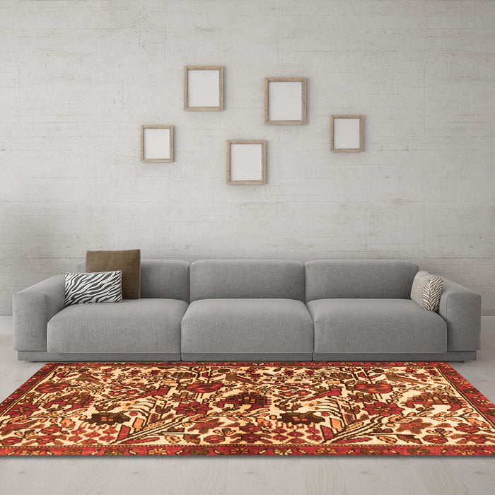 Machine Washable Persian Orange Traditional Area Rugs in a Living Room, wshtr4367org