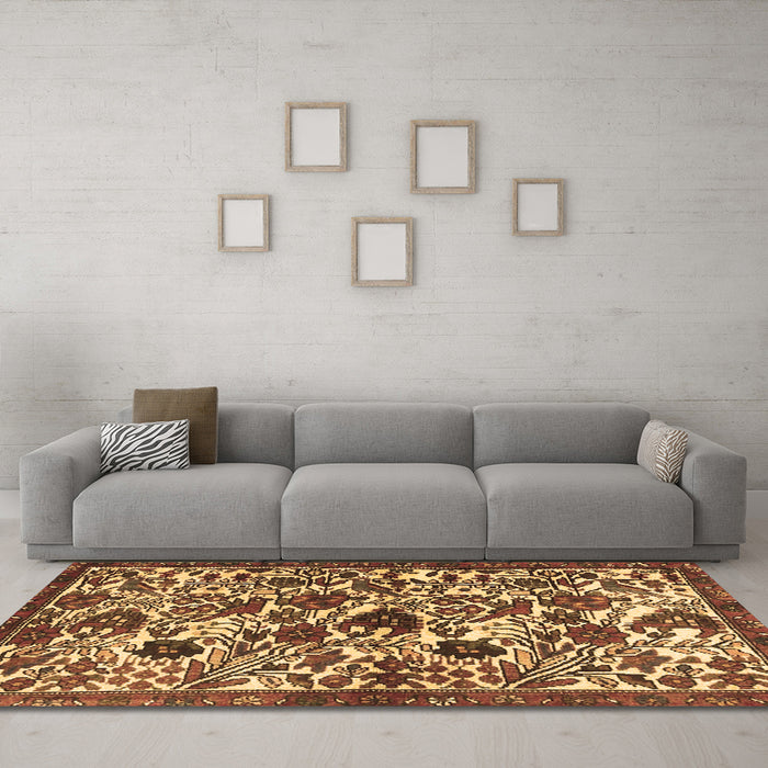 Machine Washable Persian Brown Traditional Rug in a Living Room,, wshtr4367brn