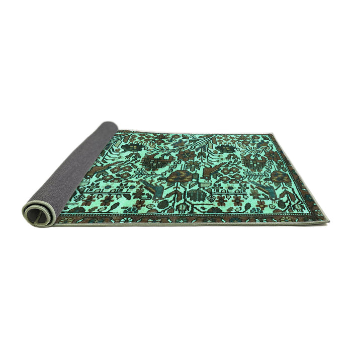 Sideview of Persian Turquoise Traditional Rug, tr4367turq