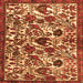 Round Machine Washable Persian Orange Traditional Area Rugs, wshtr4367org