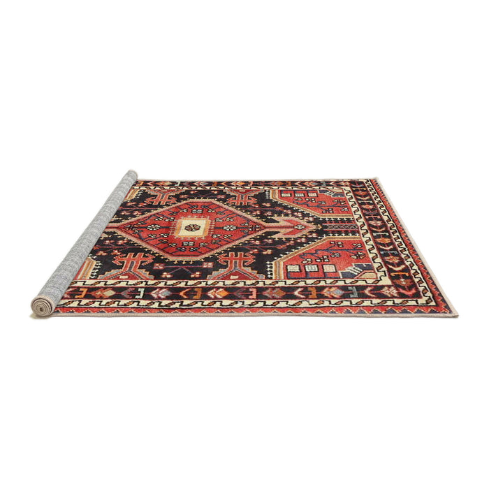 Sideview of Machine Washable Traditional Saffron Red Rug, wshtr4368