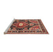 Sideview of Machine Washable Traditional Saffron Red Rug, wshtr4368