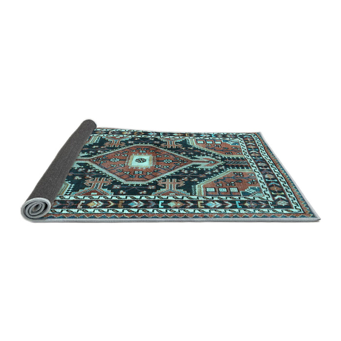 Sideview of Medallion Light Blue Traditional Rug, tr4368lblu