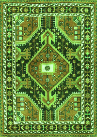 Medallion Green Traditional Rug, tr4368grn