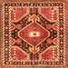 Round Machine Washable Medallion Orange Traditional Area Rugs, wshtr4368org