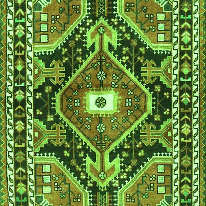 Serging Thickness of Machine Washable Medallion Green Traditional Area Rugs, wshtr4368grn