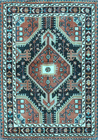 Medallion Light Blue Traditional Rug, tr4368lblu