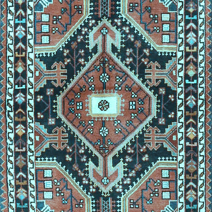 Machine Washable Medallion Light Blue Traditional Rug, wshtr4368lblu