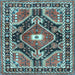 Square Medallion Light Blue Traditional Rug, tr4368lblu