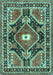 Machine Washable Medallion Turquoise Traditional Area Rugs, wshtr4368turq