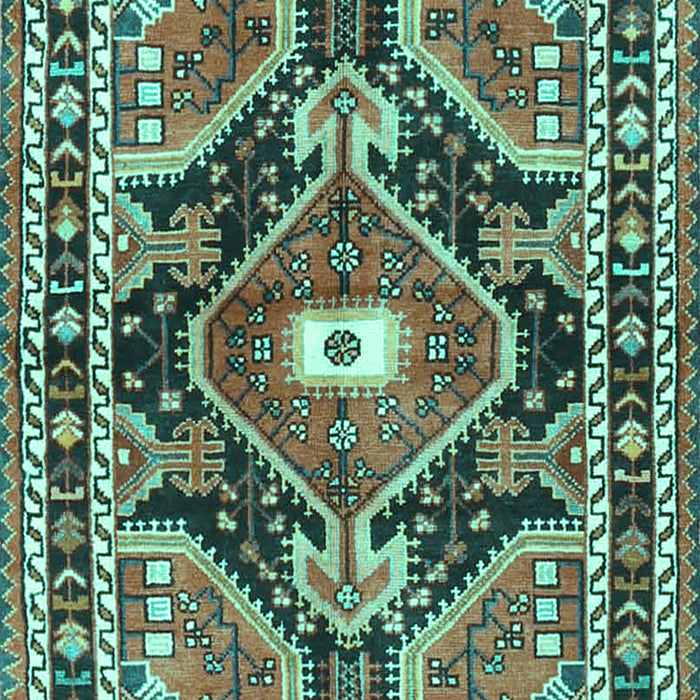 Machine Washable Medallion Turquoise Traditional Area Rugs, wshtr4368turq